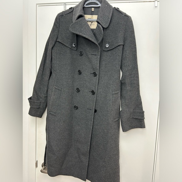 Burberry Gray Long Peacoat (Size 12) - Picture 1 of 8